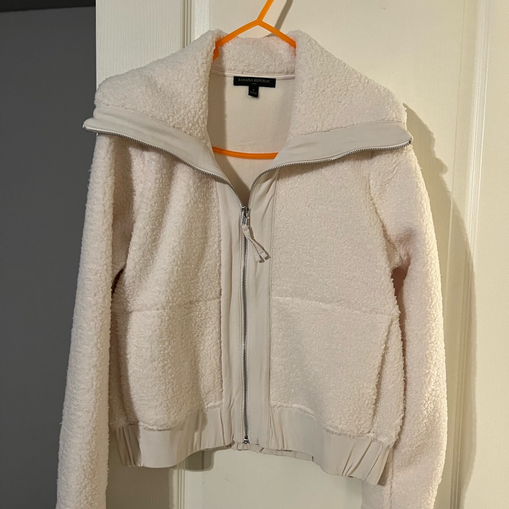 Banana Republic Off White Shearling Jacket, New